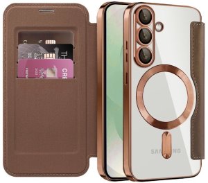 Etui z klapką Supero Wallet do Samsung Galaxy S25 Plus Magsafe, brązowe 1