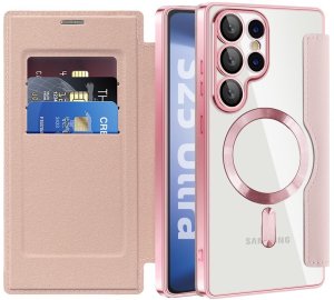 Etui z klapką Supero Wallet do Samsung Galaxy S25 Ultra Magsafe, różowe 1