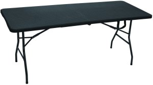 Duży stół składany ogrodowy cateringowy bankietowy rattan walizka 180cm czarny 9