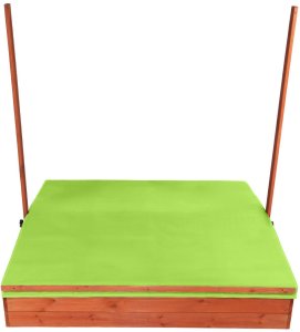 Bauerkraft Drewniana piaskownica ogrodowa z daszkiem zamykana z ławkami 120x120 jasnozielona 2