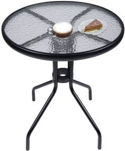Stolik szklany kawowy na balkon taras patio okrągły czarny 9