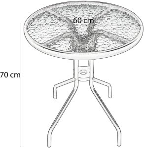 Stolik szklany kawowy na balkon taras patio okrągły czarny 10