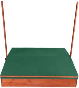 Bauerkraft Drewniana piaskownica ogrodowa z daszkiem zamykana z ławkami 120x120 ciemnozielona 2