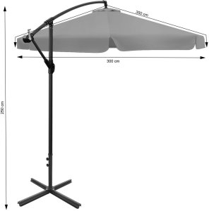 Składany parasol ogrodowy 350 cm XXL pokrowiec grafitowy 8-ramienny 4