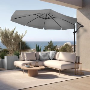 Składany parasol ogrodowy 350 cm XXL pokrowiec grafitowy 8-ramienny 6