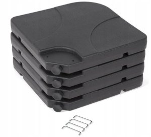 Podstawa pod parasol ogrodowy stojak obciążnik baza kwadratowa czarna 4 elementy 50x50x7,5cm 80kg 2