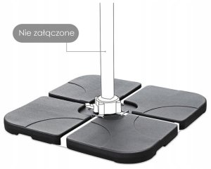 Podstawa pod parasol ogrodowy stojak obciążnik baza kwadratowa czarna 4 elementy 50x50x7,5cm 80kg 4
