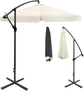 Składany parasol ogrodowy 350 cm XXL pokrowiec beżowy 8-ramienny 1