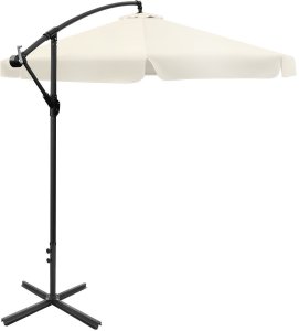 Składany parasol ogrodowy 350 cm XXL pokrowiec beżowy 8-ramienny 15