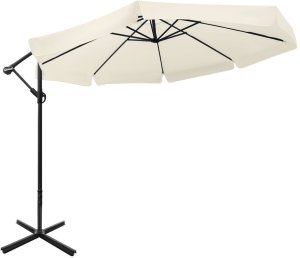 Składany parasol ogrodowy 350 cm XXL pokrowiec beżowy 8-ramienny 16