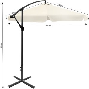 Składany parasol ogrodowy 350 cm XXL pokrowiec beżowy 8-ramienny 4