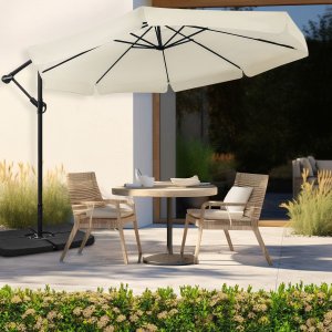 Składany parasol ogrodowy 350 cm XXL pokrowiec beżowy 8-ramienny 7