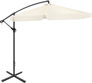 Składany parasol ogrodowy 350 cm XXL pokrowiec beżowy 8-ramienny 8