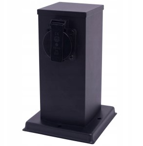 EKO-LIGHT SŁUPEK OGRODOWY ZASILAJĄCY 20CM 2 GNIAZDA 230V CZARNY IP44 1