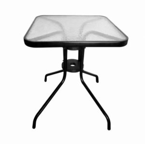 Stolik szklany kawowy na balkon taras patio kwadratowy czarny 2