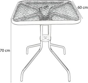 Stolik szklany kawowy na balkon taras patio kwadratowy czarny 7
