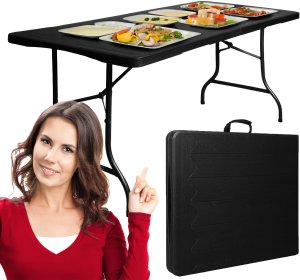 Duży stół składany ogrodowy cateringowy bankietowy walizka 180 cm drewno 1