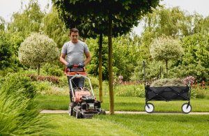 Składany duży wózek ogrodowy plażowy turystyczny transportowy czarny 12
