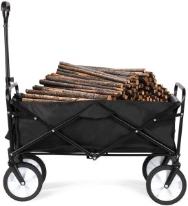 Składany duży wózek ogrodowy plażowy turystyczny transportowy czarny 14