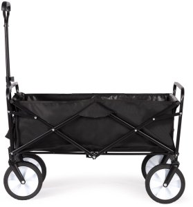 Składany duży wózek ogrodowy plażowy turystyczny transportowy czarny 2
