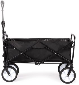 Składany duży wózek ogrodowy plażowy turystyczny transportowy czarny 3