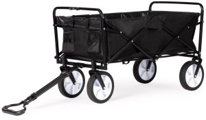 Składany duży wózek ogrodowy plażowy turystyczny transportowy czarny 4