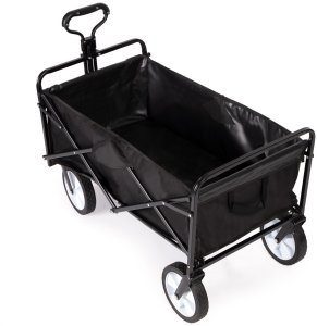 Składany duży wózek ogrodowy plażowy turystyczny transportowy czarny 5
