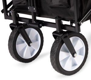 Składany duży wózek ogrodowy plażowy turystyczny transportowy czarny 8