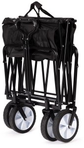 Składany duży wózek ogrodowy plażowy turystyczny transportowy czarny 9