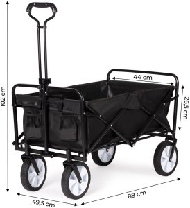 Składany duży wózek ogrodowy plażowy turystyczny transportowy czarny 10
