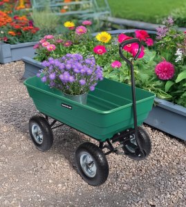 Wózek transportowy ogrodowy taczka wywrotka przyczepka rączka skrętne koła 2