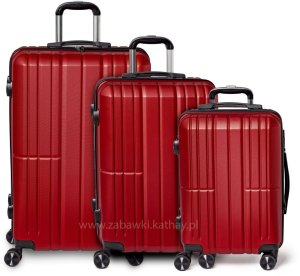 Zestaw podróżnych walizek XXL bordo 3w1 ABS zamek szyfrowy + waga bagażowa gratis 4