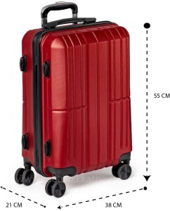 Zestaw podróżnych walizek XXL bordo 3w1 ABS zamek szyfrowy + waga bagażowa gratis 9