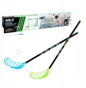 BRH2521 ZESTAW DO GRY UNIHOKEJ BRAMKA HOKEJOWA +2 KIJE+ PIŁKA NILS 8