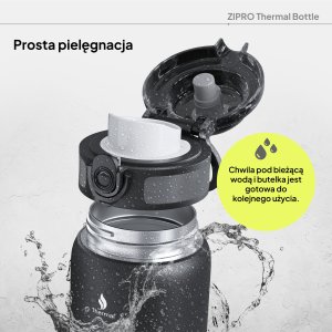 Zipro ZIPRO Butelka termiczna 1000 ml Stainless Steel Czarna 8