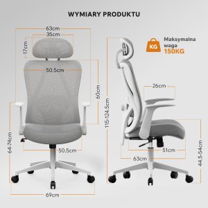 Krzesło biurowe SENSE7 Noxo Biało-szare 3