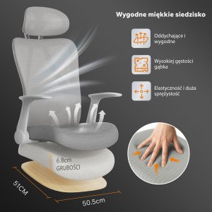 Krzesło biurowe SENSE7 Noxo Biało-szare 5