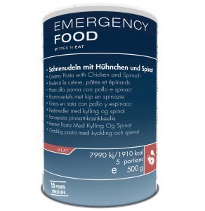 EMERGENCY LINE Makaron z kurczakiem i szpinakiem w śmietanowym sosie, 500g [Creamy Pasta Chicken a. Spina-EL] 1