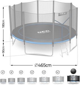NeoSport Trampolina ogrodowa 15ft/465cm z siatką zewnętrzną i drabinką 4