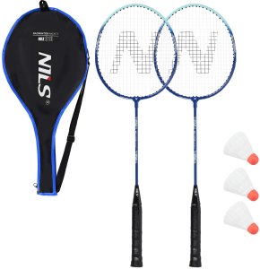 NRZ210 ZESTAW ALUMINIOWYCH RAKIET DO BADMINTONA + 3 LOTKI + POKROWIEC 1/2 NILS 5