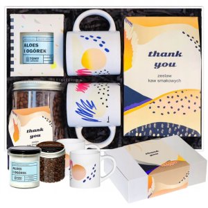 Gotowy zestaw prezentowy Big Box Thank You - kawy smakowe PREMIUM świeca sojowa kubek x2 kawa waniliowa prezent upominek podziękowanie dla nauczyciela wychowawcy 1