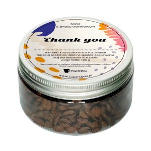 Kawa Thank You - o smaku waniliowym, spakowana w eleganckie pudełko mieszczące 100g ziaren 100% Arabica, prezent upominek podziękowanie dla nauczyciela wychowawcy 2