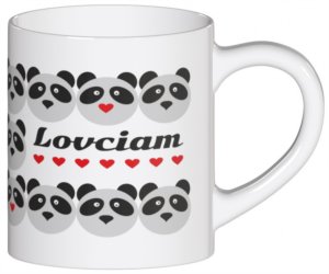 Elegancki Kubek LOVCIAM z motywem zakochanej pandy 250 ml prezent upominek dla faceta chłopaka mężczyzny męża kobiety dziewczyny żony 1