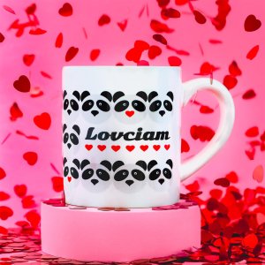 Elegancki Kubek LOVCIAM z motywem zakochanej pandy 250 ml prezent upominek dla faceta chłopaka mężczyzny męża kobiety dziewczyny żony 2