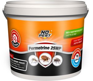 Proszek Preparat Środek Oprysk na Kleszcze Komary Muchy Meszki Pluskwy Rybiki Mrówki i Inne Owady 1kg/400L Permetrine 25WP 2