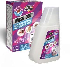 Środek Płyn Preparat do Prania na Pluskwy Roztocza Wszy Kleszcze Pchły i Ich Jaja oraz Larwy 240 ml "Wash Out!" do Pralki 3