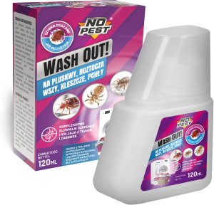 Środek Płyn Preparat do Prania na Pluskwy Roztocza Wszy Kleszcze Pchły i Ich Jaja oraz Larwy 120ml "Wash Out!" do Pralki 3