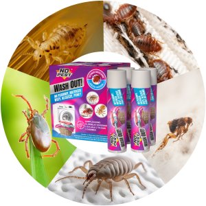 Środek Płyn Preparat do Prania na Pluskwy Roztocza Wszy Kleszcze Pchły i Ich Jaja oraz Larwy 4x20 ml "Wash Out!" do Pralki 12