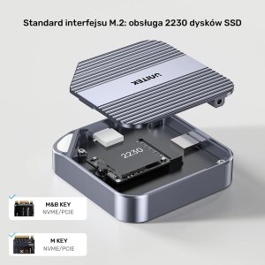 Kieszeń Unitek magnetyczna SolidForce Reefer USB-C do M.2 SSD (NVMe/SATA) (S1244AGY01) 18