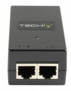 TECHLY PoE Injector Injektor 1 Port 48 V DC IEEE 802.3af kompatibel Class 3 PoE 15 Watt 10/100 1